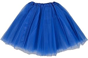 Simplicity Women's Classic Elastic, 3-Layered Tulle Tutu Skirt, Royal Blue
