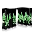 Green Neon Flames Design Protector Skin Decal Sticker for Xbox 360 S Game Console Full Body