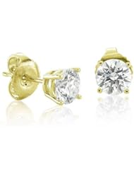 14k Yellow Gold Round Brilliant Cut Diamond Stud Earrings (GH, I1-I2, 0.60 carat)
