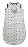 SwaddleDesigns zzZipMe Sack - Fuzzy Dots - Pastel Blue and Gold with Mocha Trim (6-12 months)
