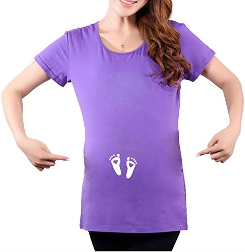 Baby Heart Feet Red Maternity T-Shirt Purple Large