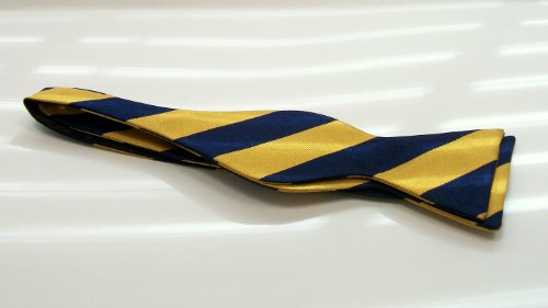 Marlon Garci 100% Silk Navy Blue & Gold Bow Tie - Notre Dame / Georgia Tech