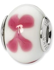 Sterling Silver Reflections White/ Pink Italian Murano Bead
