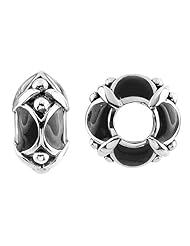 Storywheel® Black Enamel Bead / Charm in 925 Sterling Silver