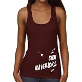 NCAA Colorado Mesa University Mavericks Ladies Paint Strokes Juniors Ribbed Tank Top - Maroon