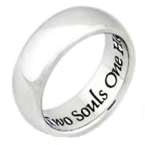 Stainless Steel Two Souls One Heart Mens and Womens Poesy Rings