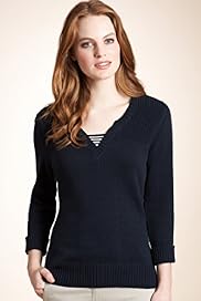 Pure Cotton Chunky Knit Striped Insert Jumper