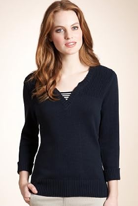 Pure Cotton Chunky Knit Striped Insert Jumper
