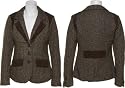DOLLHOUSE Outerwear Two-Tone Herringbone & Corduroy Blazer [81332B-48], Black/Brown