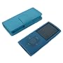 4G BLUE WALLET CASE & FREE BLUE SILICONE COVER FOR THE NEW APPLE iPOD NANO 4th GENERATION 8GB 16GB (SEP 2008)
