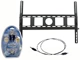 Pyle Great Flat Panel Wall Mount & Accessories Package for Home/Office/Schools/Public -- PSW588UT 32 to 50 Ultra-Thin Flat Panel TV Wall Mount + GQHDMI6 - HDMI 6 ft. Cable With Magnet Filter - Gold + PDOC6 - 6Ft. Toslink Optical Digital Audio Cable.