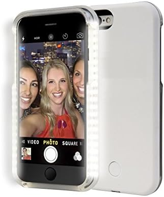 iPhone 6 Plus Case Battery Charging 6S Cases With led selfie light and Power Bank 1700 MAH White