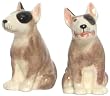 Ceramic Pottery Bull Terrier Dog Salt and Pepper Shakers 3.5"H Two Sets