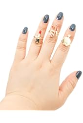 3 Piece Multi Style Midi Ring Set / AZRIMF103-GRD