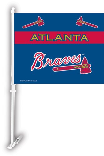 Atlanta Braves CAR FLAG w/Wall Brackett Set of 2