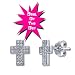 Micro Pave Cubic Zirconia CZ .925 Sterling Silver Cross Stud Earrings