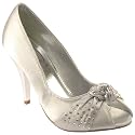 Womens Silver Peep Toe Wedding Shoes