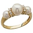 14k Yellow Gold FreshWater Cultured White Pearl Diamond Ring