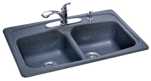 Fhp Sinks FGS3322-4 Natural Stone Finish Double Bowl Kitchen Sink