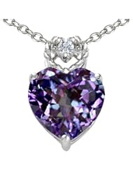 Tommaso Design (tm) Heart Rope Pendant with 8mm Simulated Alexandrite and Genuine Diamond