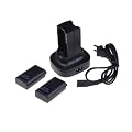 Black Quick Play Charge Kit Charger + 2 Battery for Microsoft Xbox 360