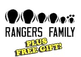 8.5" x 3.5" Rangers Baseball Family Vinyl Sticker Decal [Die-cut, White] + with Free Baseball Pencil