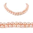 AugustinaJewelry Double Strand 17-18 Inches 8-9mm Pink Oval Shape Freshwater Cultured Pearl Necklace