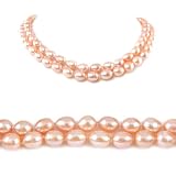 AugustinaJewelry Double Strand 17-18 Inches 8-9mm Pink Oval Shape Freshwater Cultured Pearl Necklace