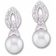 14kt White Gold Fantastic Cultured Pearl and Diamond Earrings
