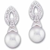 0.16 Ct.T.W. Round Brilliant Cut Diamonds, 14Kt. White Gold, 7 mm White Cultured Freshwater Pearls Earrings