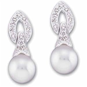 14kt White Gold Fantastic Cultured Pearl and Diamond Earrings
