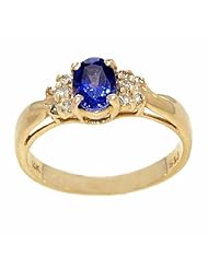 14K Yellow Gold Tanzanite and Diamond Ring -- LIFETIME WARRANTY