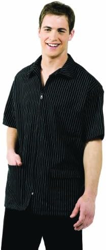 Signature MVP Barber Jacket, Black with White Stripes, Large, 1-Pound