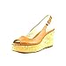 MICHAEL Michael Kors Natalia Leather Peep-Toe Wedge Sandals, Luggage, Size 7.0