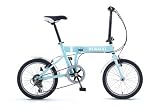 【ルノー】(FDB186) 18インチ 折りたたみ自転車 シマノ 6段変速 ブルー