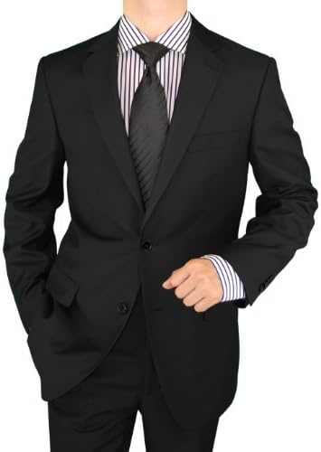 Salvatore Exte Men's 2 Button Pure Black Suit