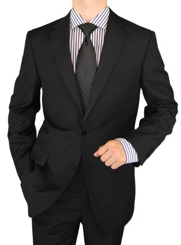 Salvatore Exte Men's 2 Button Pure Black Suit