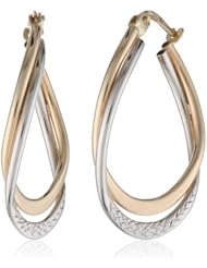 14k Two-Tone Gold Twist Hoop Earrings