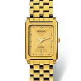 RADO Watch:Rado Diastar Jubil? Men's Classic Watch, Gold Plated Stainless Steel, 4 Diamonds, Date Display