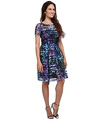 Petite Fit-and-Flare Striped Print  Dress