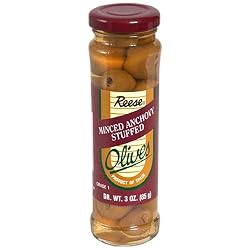 Reese  Manzanilla  Olives stuffed with Minced Anchovy, 3-Ounce Jars (Pack of 12)