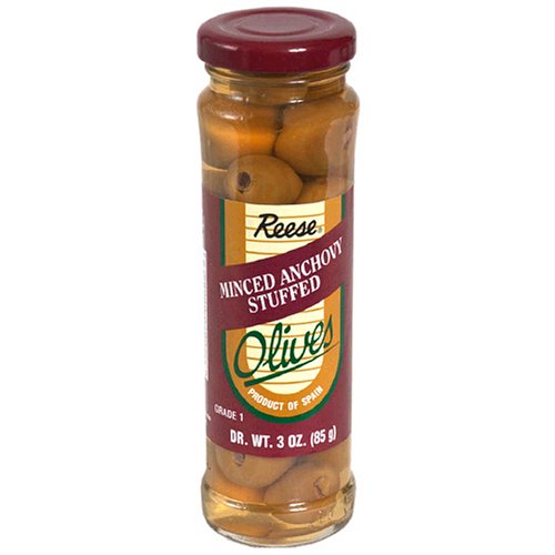 Reese Manzanilla Olives stuffed with Minced Anchovy, 3-Ounce Jars (Pack of 12) by Reese