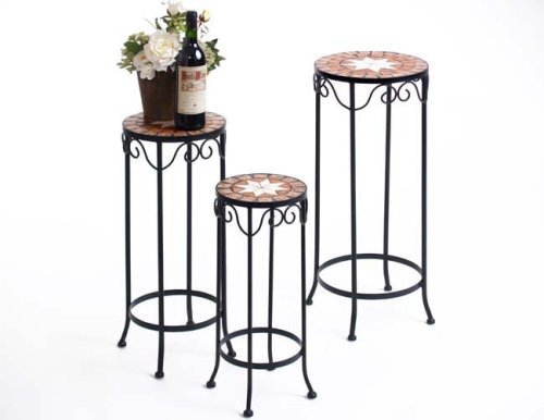 Blumenhocker Blumenständer Mosaik 3er Set 50, 60 und 70 cm