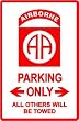 82d AIRBORNE DIVISION PARKING sign * army