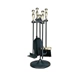 Outdoor Living : UniFlame 5 Piece Polished Brass/Black Stoveset (22in. High)