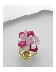 Mixed Colors Natural Stone Ring In Brass