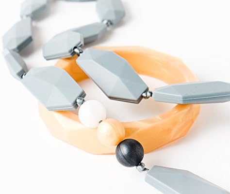 Teething Necklace - Combines Baby Teething Toys and Modern Jewelry for Mom - More Stylish Than Baltic Amber- Breakaway Clasp and Bpa-free Food Grade Silicone - Embrace Motherhood, Nursing and Fashion with Pacify Mama (gray)