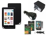 iShoppingdeals - Accessories Bundle Combo for Barnes & Noble NOOK COLOR eBook Reader Tablet WiFi, Black Soft Skin Case Cover, USB Car Charger, USB Travel AC Charger, Screen Protector Film, and Smart Headset Wrap