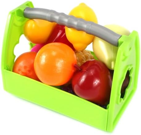 Picnic Fruit Basket Toy Food Play Set w/ Assorted Toy Fruit