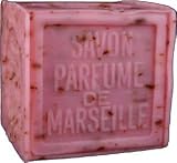 Savon de Marseille (Marseilles Soap) - Rose Petal Soap Exfoliating Cube 300g - Handcrafted Pure French Soap with Crushed Provençal Flowers